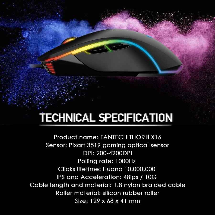 Fantech THOR II X16 Mouse Gaming PIXART